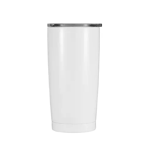 White Tumbler with Stainless Steel Lid