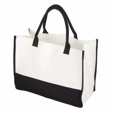 White Tote Bag with Black Handles